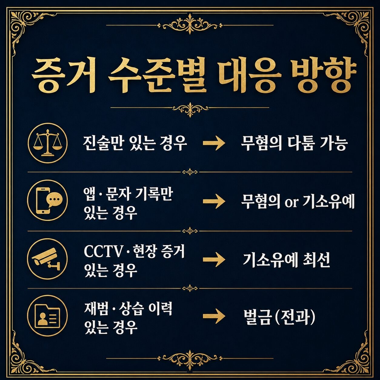 성매매 무혐의 증거 수준별 대응 — 진술·앱기록·CCTV·재범