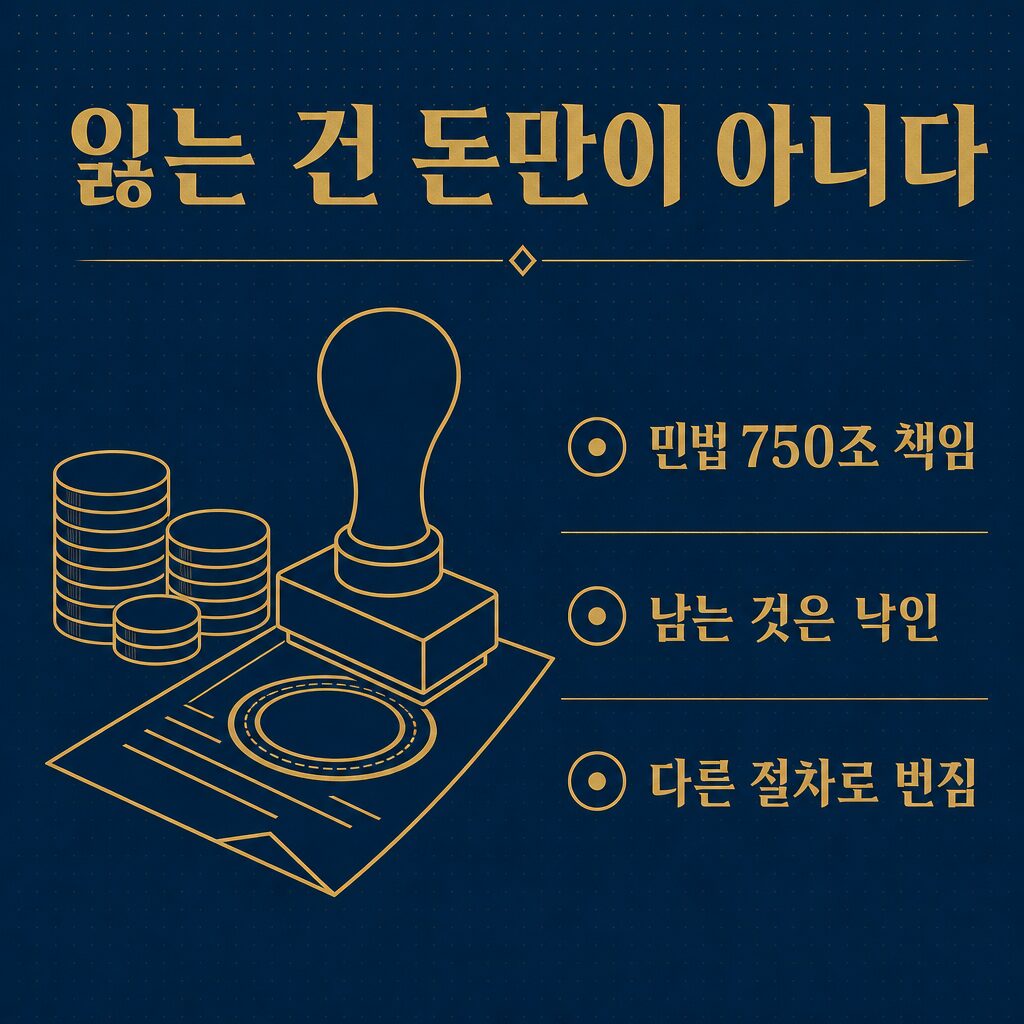잃는 것은 돈만이 아니다 — 민법 제750조 책임과 낙인 정리 이미지