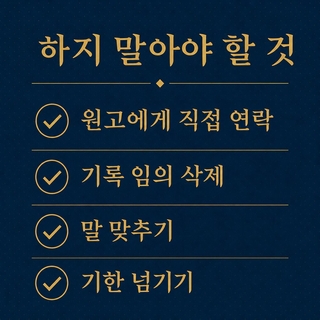 항소를 준비하며 하지 말아야 할 것 — 직접 연락·기록 삭제·기한 도과 이미지